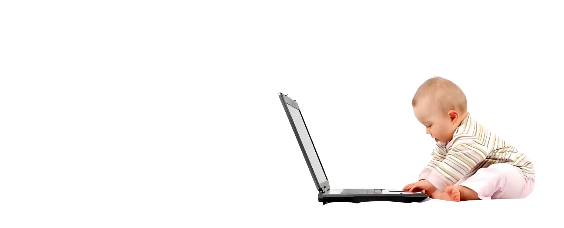 hero baby with computer